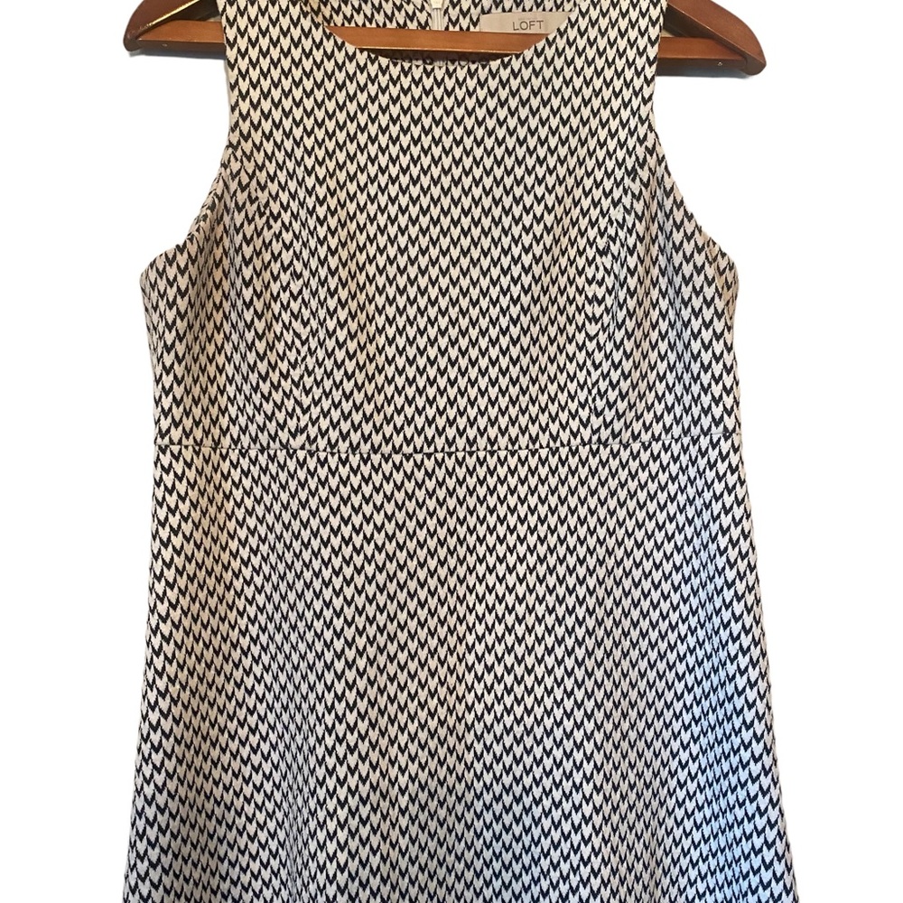 LOFT Black and White Sleeveless A Line Dress - Picture 2 of 12